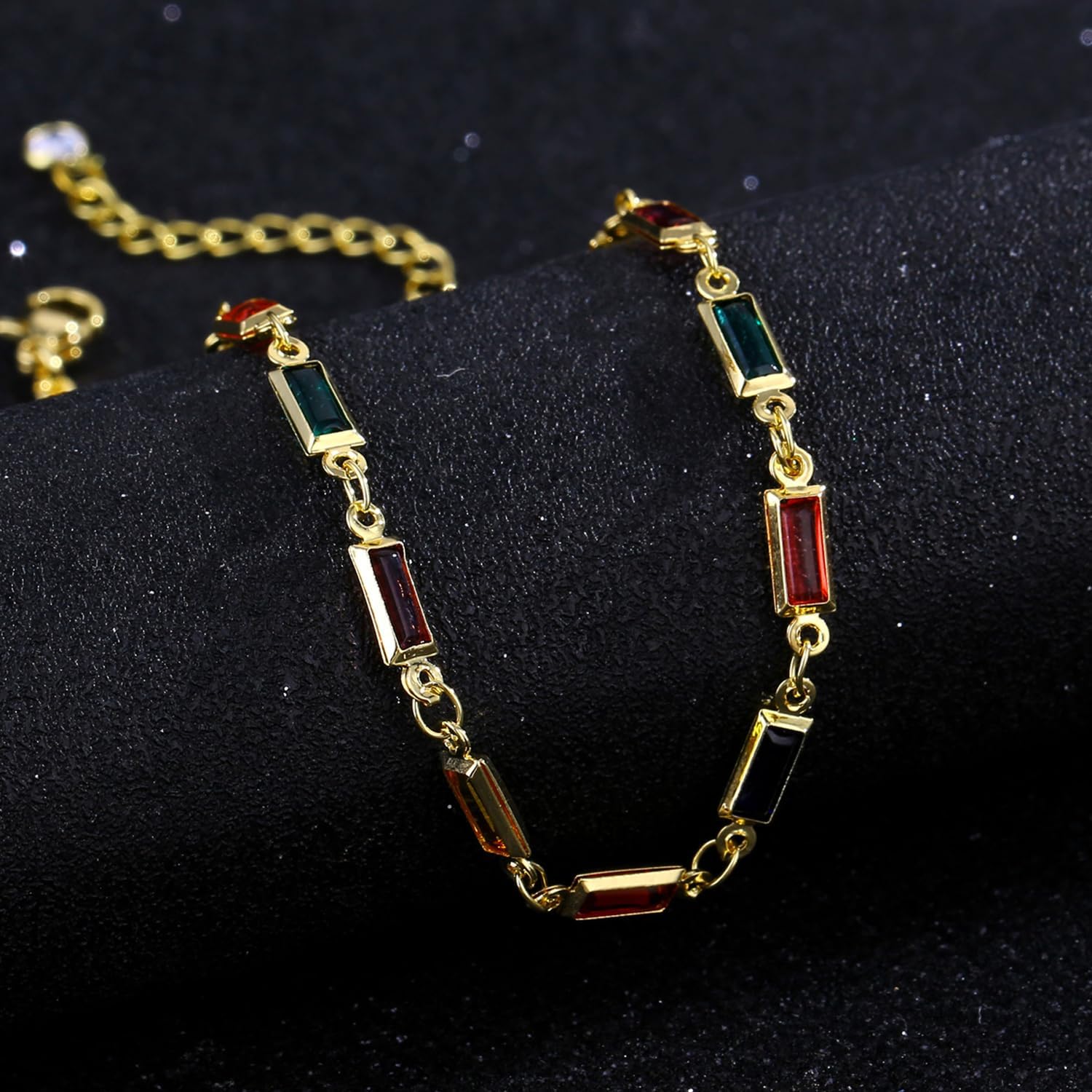 Gold Ankle Bracelets for Women 14K Gold Plated Crystal Oval Round Butterfly Charm Chain Anklets for Women Waterproof - Image 3