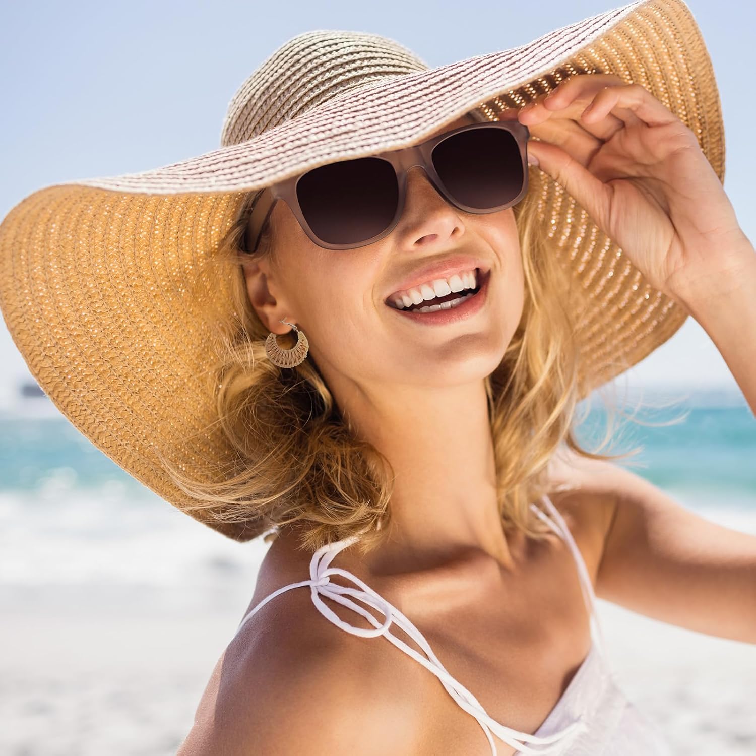 Boho Handwoven Rattan Hoop Earrings, Summer Beach Rattan Earrings Cute Hoop Dangle Drop Lightweight Bohemian Weaving Jewelry for Women Fashion Travel Essentials - Image 7