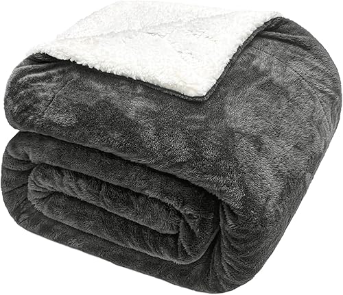 Exclusivo Mezcla Manta reversible de forro polar Sherpa para sofá, manta suave y mullida de 460 GSM, gruesa y cálida para invierno, 50 x 60