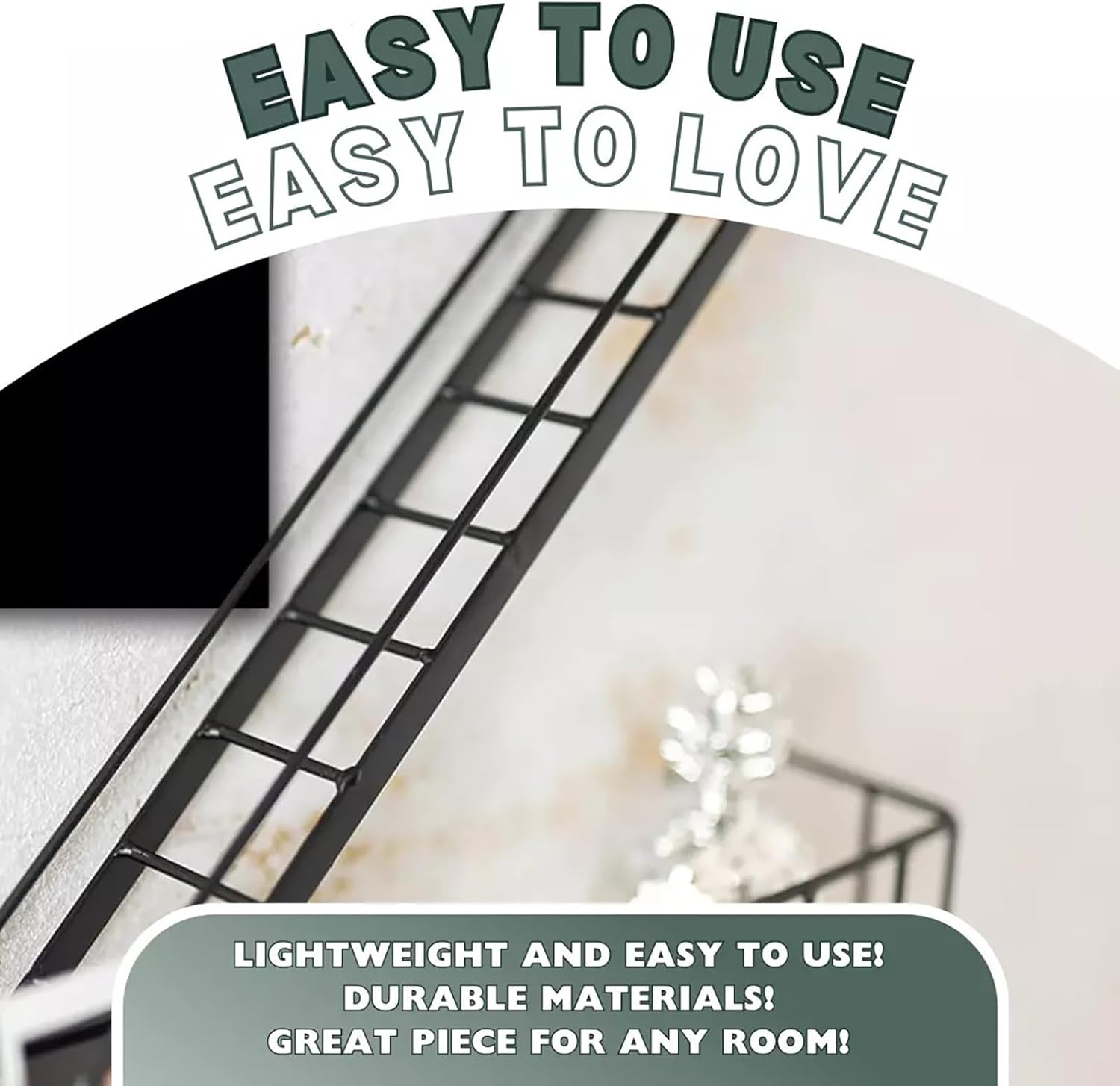 Fire Escape Wall Shelf - 3 Tier New York Decorative Ladder Shelf, Trinket & Action Figure Display with Floating Staircase, Wall Art Ladder Design for Bedroom Home Office Storage, Black