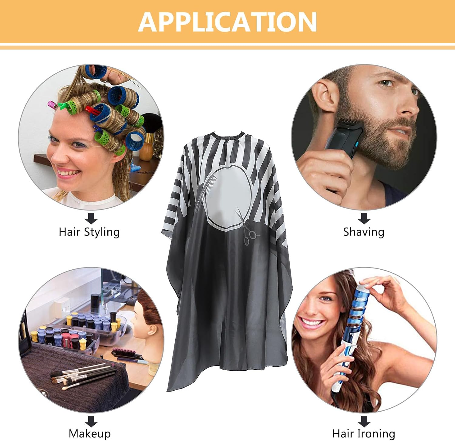 Hairdressing Cape Multi-functional Polyester Taffeta Salon Cape White with Fashionable Design for Hair Cutting and Hair Coloring Suitable for Home DIY Use