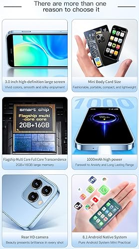 Miniatura 3 de Cutwif Mini teléfono inteligente, teléfono infantil El teléfono celular más pequeño del mundo 3.0 pulgadas Android teléfono pequeño Quad Core 2G+16G