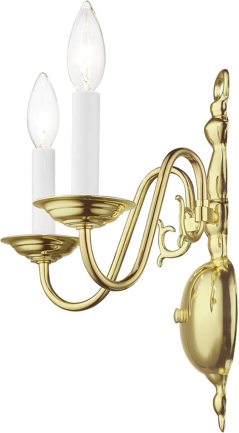 Livex Lighting 5002-02 Williamsburgh 2 Light Polished Brass Wall Sconce