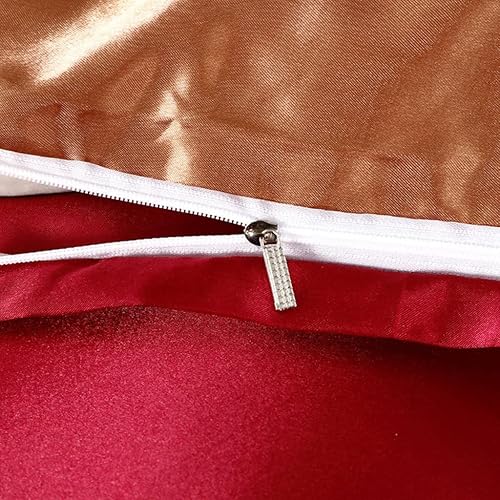 Vista 226 de Feelyou Juego de ropa de cama de satén similar a la seda, tamaño Queen, juego de funda de edredón sedosa rosa de lujo, funda de edredón suave, Multi
