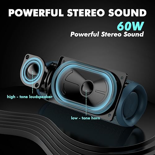 Miniatura 3 de Monster Altavoz Bluetooth, altavoces Bluetooth portátiles inalámbricos para exteriores, estéreo inalámbrico de 60 W, IPX8 impermeable,