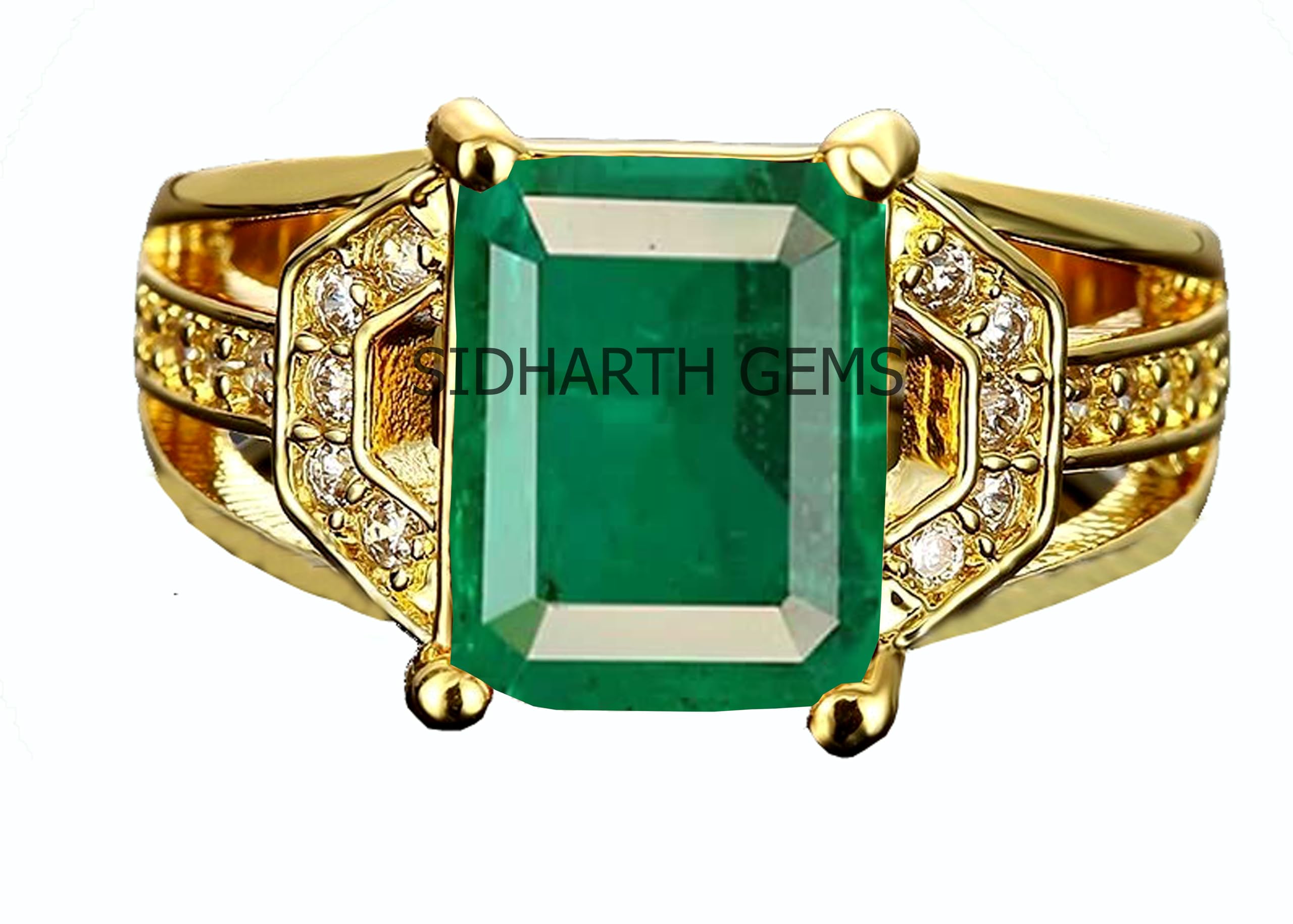 13.25 Ratti 12.50 Carat Natural Emerald Ring (Natural Panna/Panna Stone Gold Ring) Original AAA Quality Gemstone Adjustable Ring Astrological Purpose for Men Women by Lab Certified