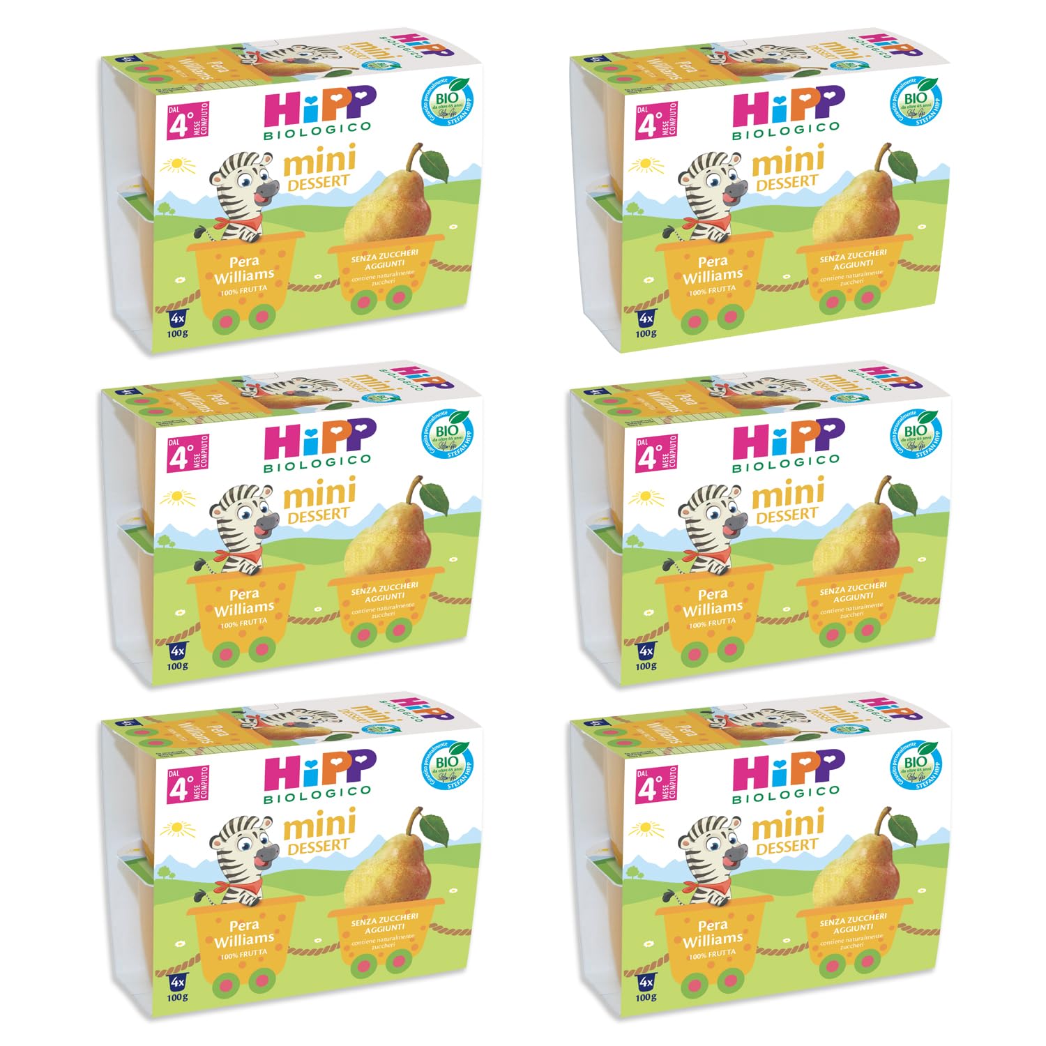 HiPP - Nuovi Mini Dessert, Frutta Grattugiata Bio, Gusto Pera Williams, Confezione Da 24 Vasetti Da 100 G, 2700 Grammo