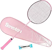 Senston Raquete de badminton N90, raquete de badminton leve 6U, raquete profissional de badminton 100% carbono total com aderência