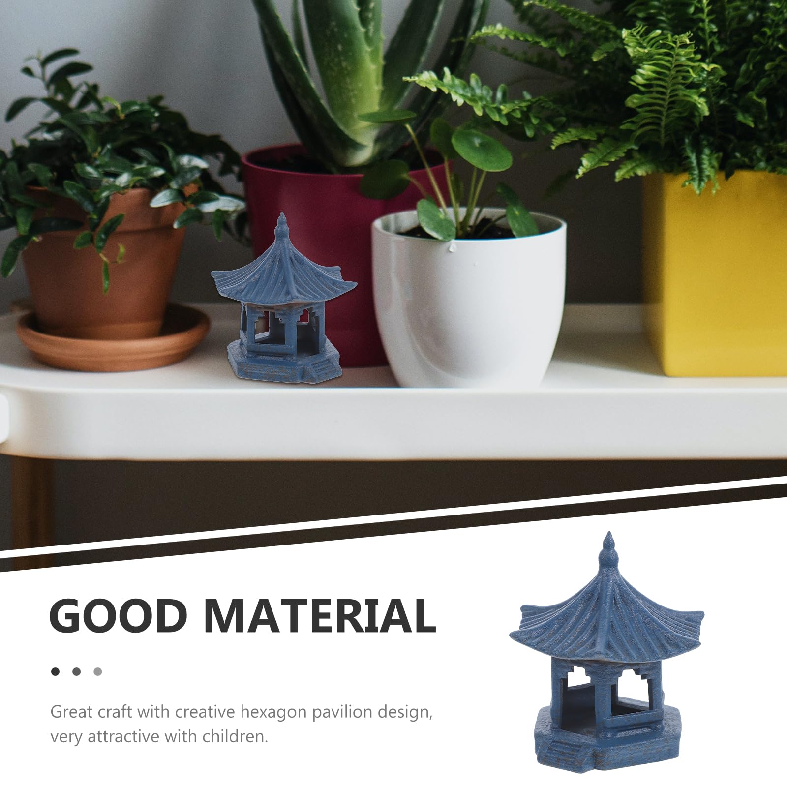 Abaodam Estatua de torre de pagoda en miniatura para decoración de bonsái de micropaisaje, patio, bonsái, figura hexagonal, zen, jardín, pagoda, decoración china de Feng Shui para oficina, hogar,