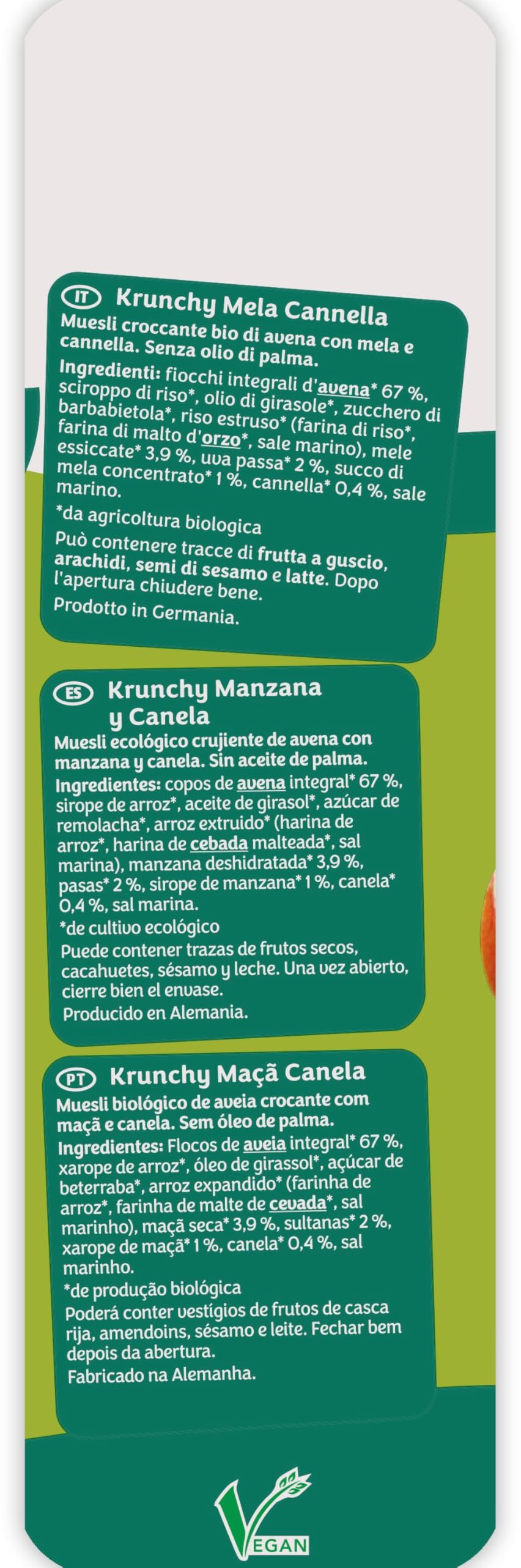 Barnhouse Krunchy Apfel-Zimt, Bio Hafer-Knuspermüsli aus Bayern, mit köstlichen Apfelstückchen und aromatischem Zimt, 6 x 750 g