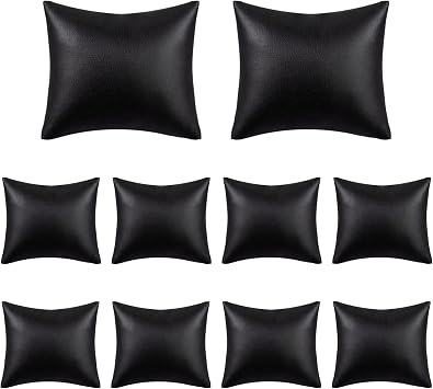 AUEAR, 10 Pack Black PU Leather Watch Pillows Jewelry Display Pillow Bracelet Bangle Cushion Organizer for Gift Box