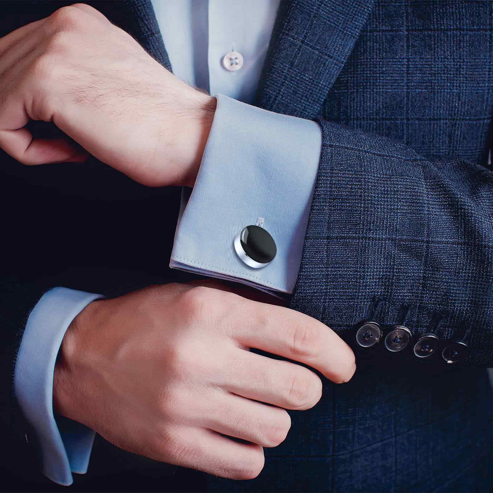 5 Paia Copribottoni Per Polsini Uomo - Platino, Ottone 15 Mm - Foto 4