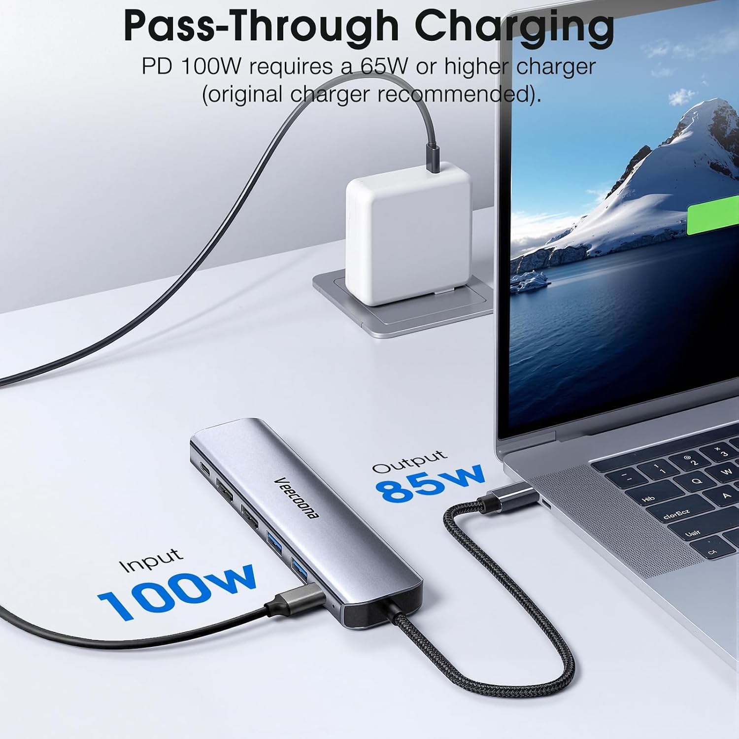 USB C to Dual HDMI Adapter, 7 in 1 Docking Station Dual Monitor, 3*USB-A Data Ports, 100W PD, HDMI Splitter Extended Display Laptop USB C Hub for MacBook, HP, Dell and More