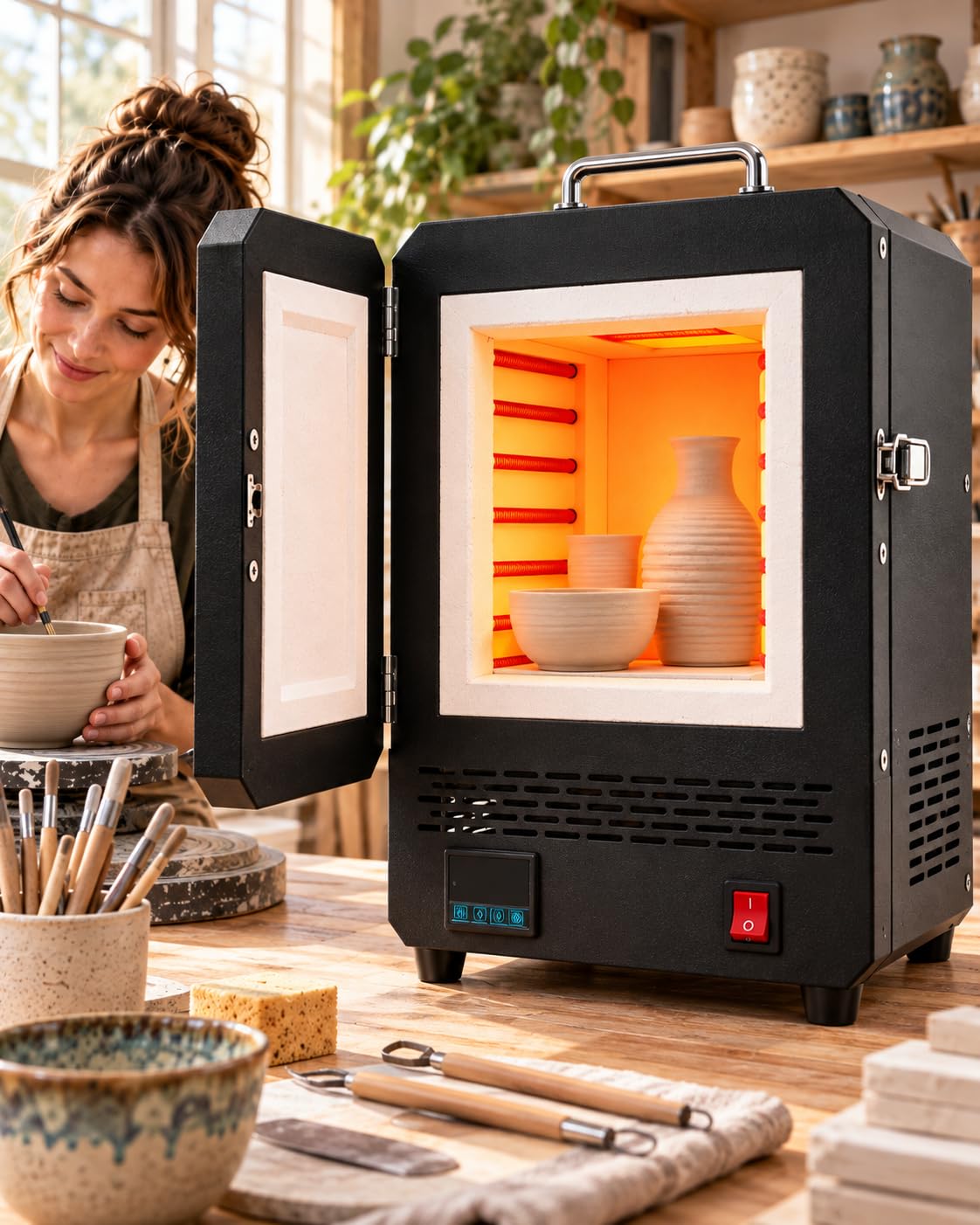 Horno Eléctrico para Cerámica 1500 W, Horno De Mesa 1200 °C