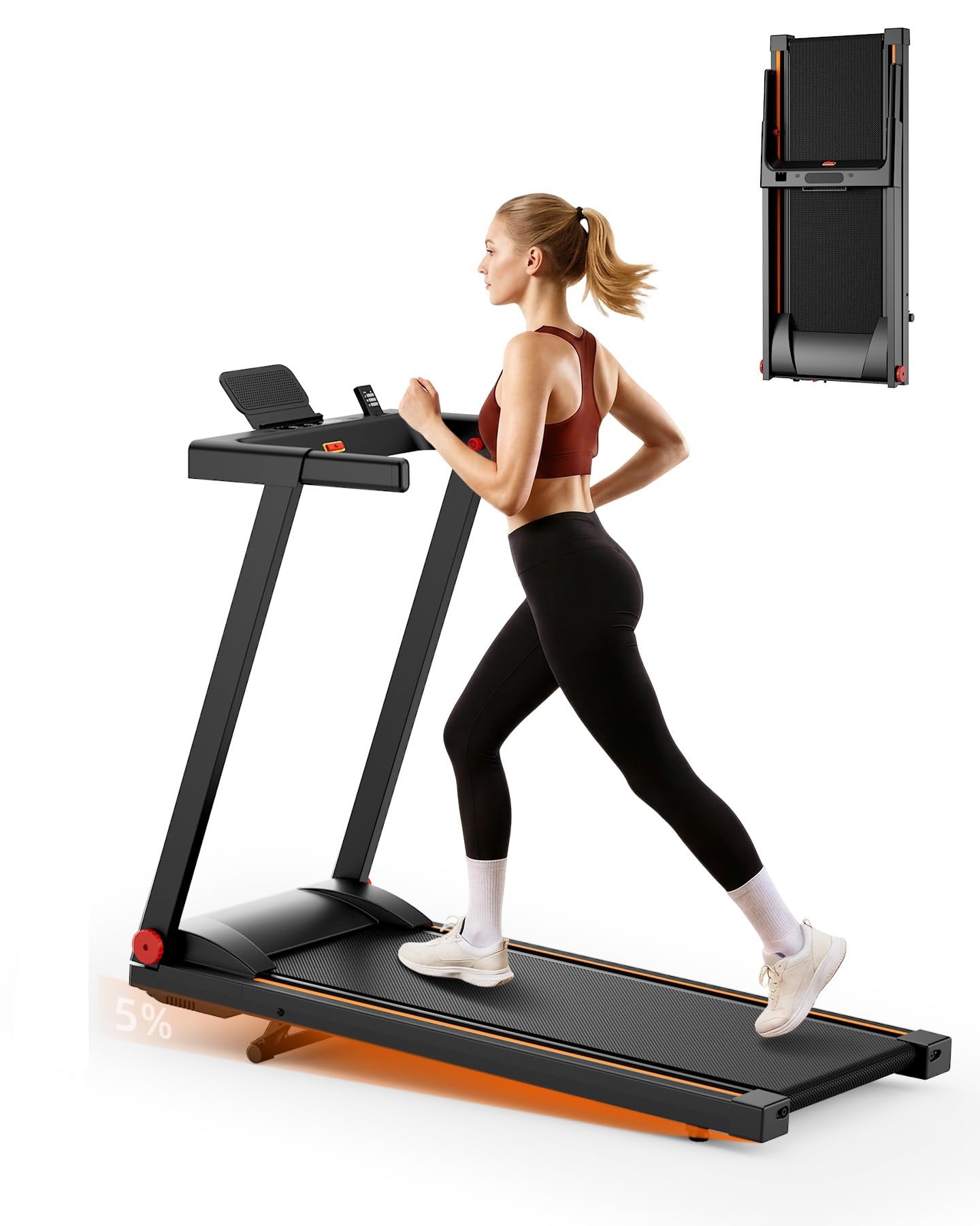 Superun Laufband Klappbar mit APP, Max 12km/h Walking Pad mit Steigung 6%
