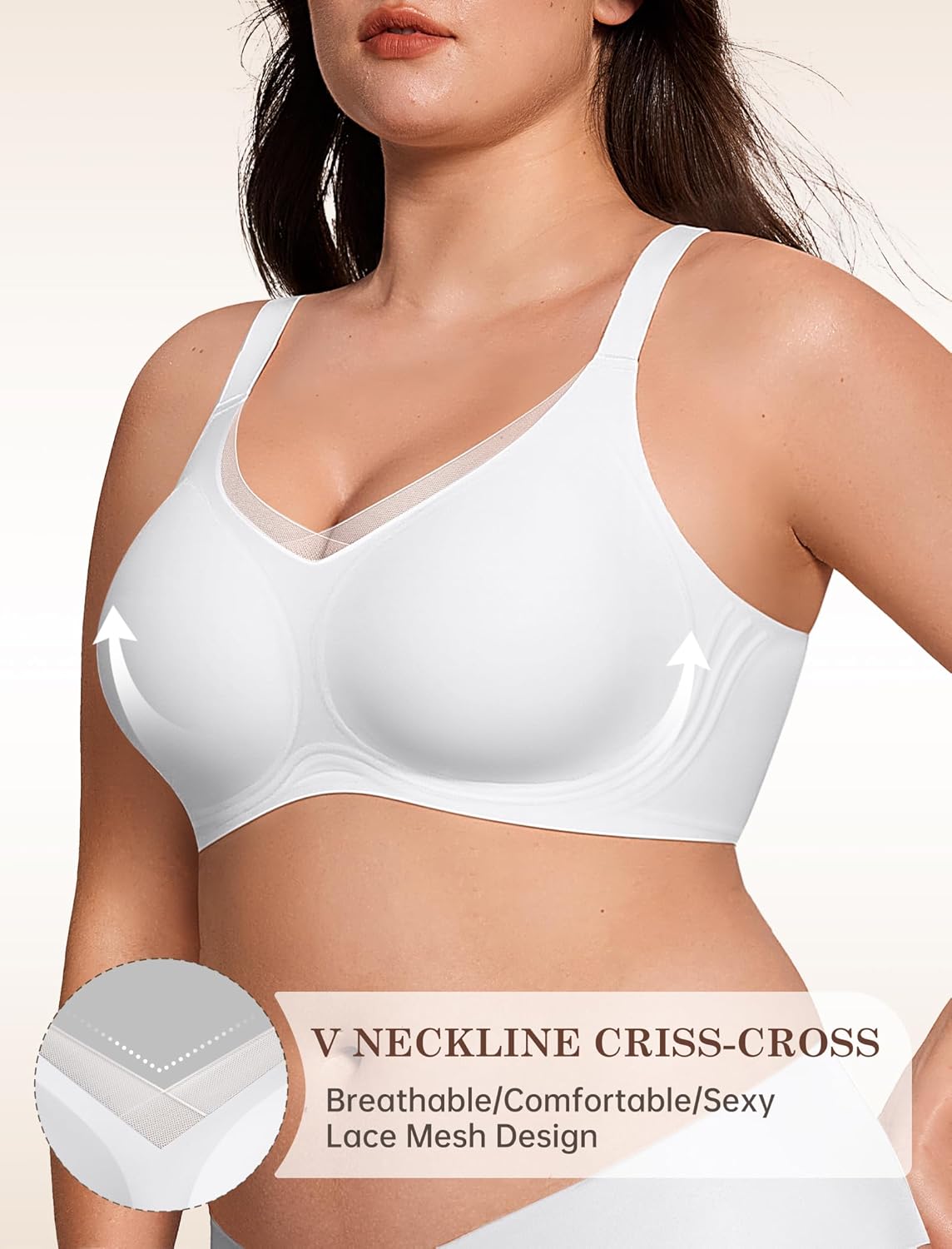 Lace V Seamless Bras for Women No Underwire Bralettes Push Up Wireless Supportive Full Coverage Everyday Bras - Image 4