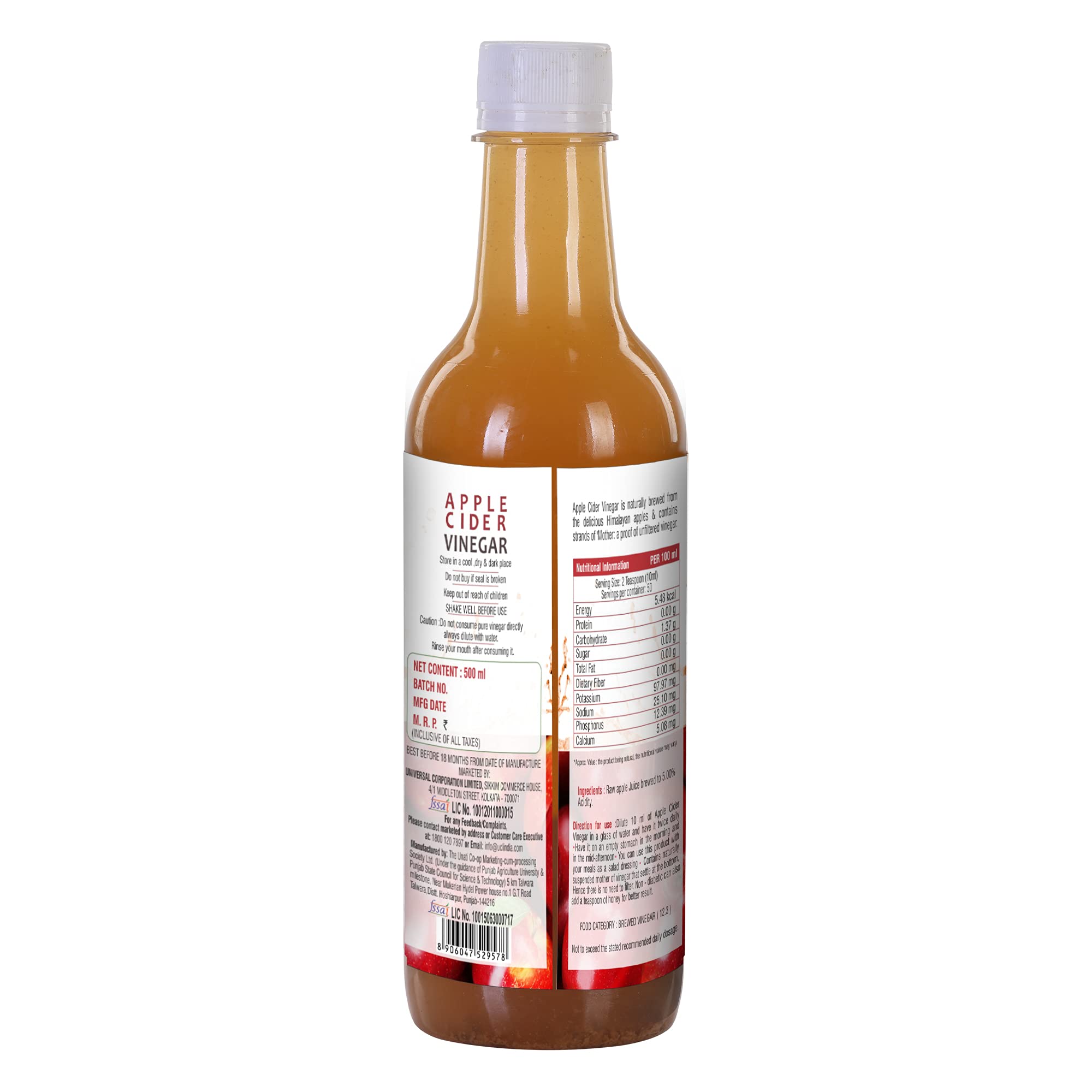 DiSano Pure Honey, 500gm & Apple Cider Vinegar (ACV) with Mother Vinegar, Raw, Unfiltered, Undiluted - 1000 ml (2 x 500ml) 2