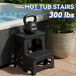 Collapsible 2-Step Stool, 8x17inch Non-Slip Hot Tub Steps Outdoor, Foldable Step Ladder, Hold up to 300 lbs, Plastic 2 Step Pool Ladder for Kitchen Office Home RV (Black)