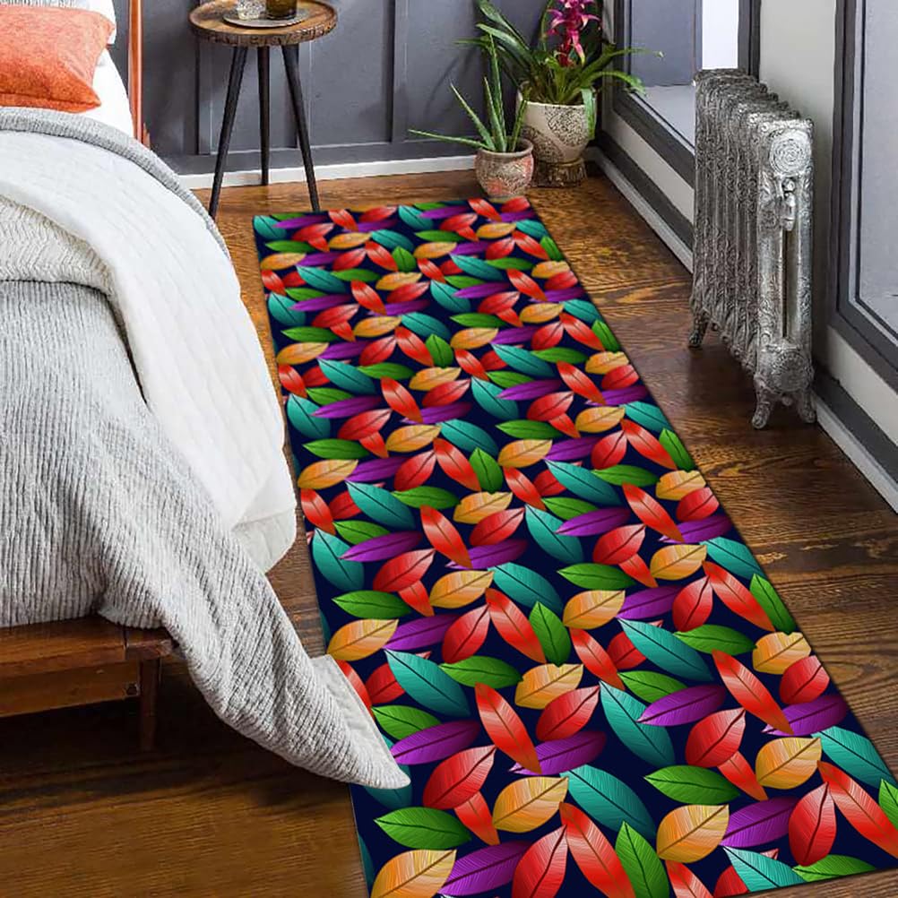 Bunt Waschbarer Teppich Läufer Meterware Herbst Küchen Teppich rutschfest Teppichläufer Waschbar Lang für Flur Küche Korridor Schlafzimmer Wohnzimmer Fußmatten,80x200cm