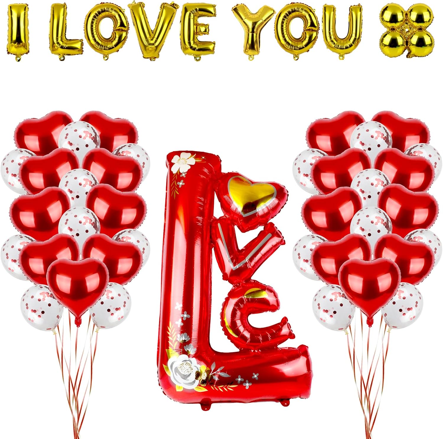 ProChosen Valentine’s Day Balloons,42 Pack I Love You Balloons and ...
