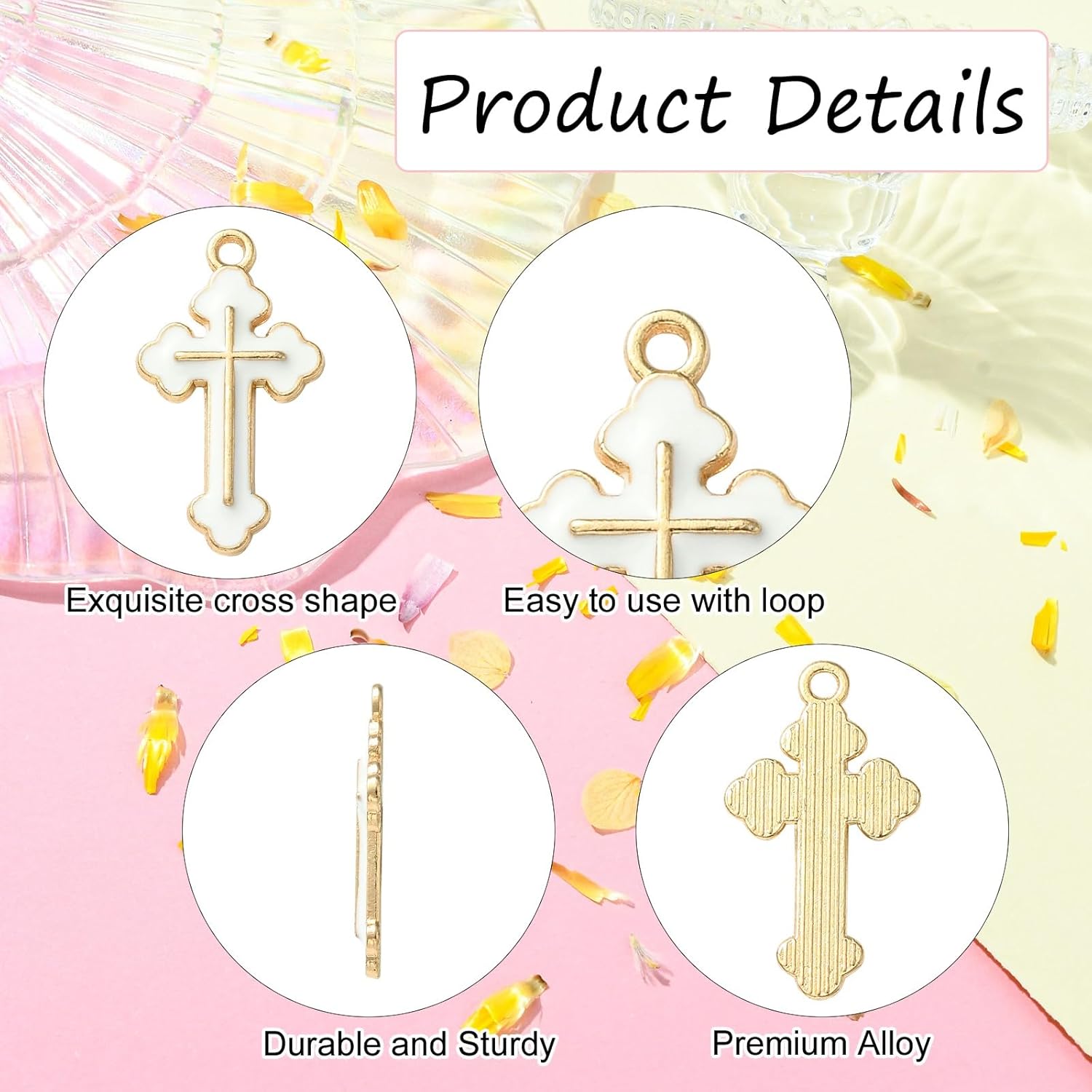 KitBeads 100pcs Enamel White Cross Charms Religion Christ Jesus Crucifix Charms for Jewelry Making Bracelets Necklace Earrings Crafts Bulk - Image 3