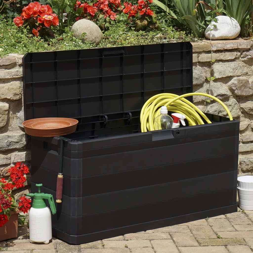 vidaXL Skrzynia ogrodowa, czarna, 117 x 45 x 56 cm