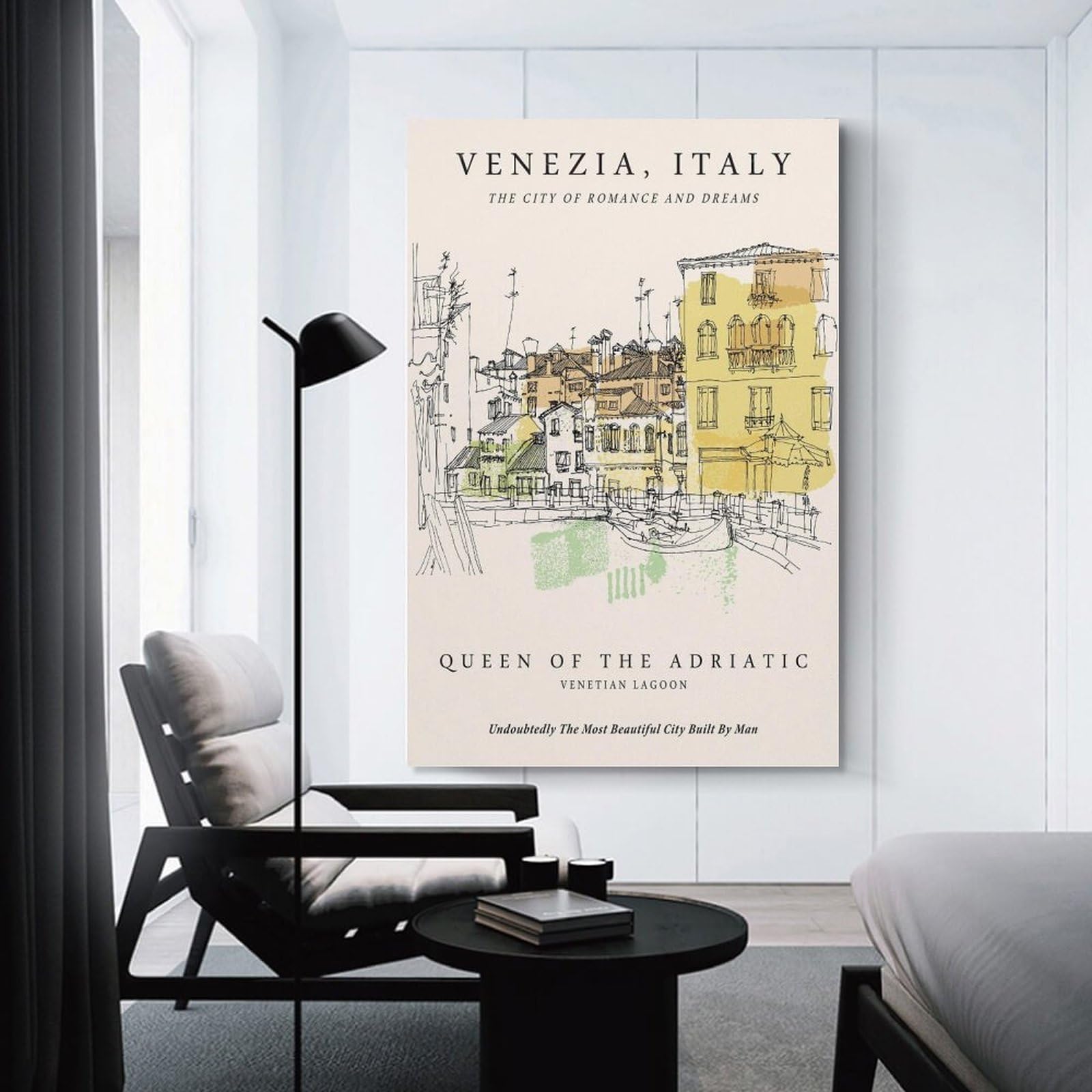 Junmoney Canvas Wall Picture Venice, Italy Sketch, 20x30inch(50x75cm), for Front Hall, Corridor Or Welcome Spaces, Decorative Wall Art for Narrow Spaces