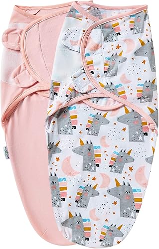 Manta para envolver al bebé, paquete de 2 mantas para recién nacidos de 0 a 3 meses, tamaño mediano y mediano fácil de cambiar, saco de envolver