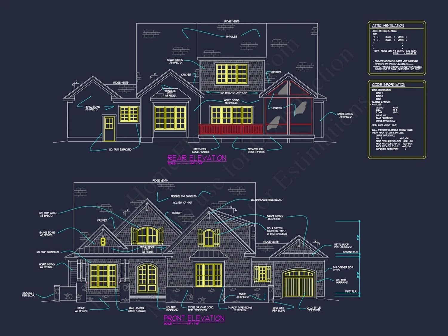 12-2807 HOUSE PLAN - Modern Craftsman House Plan with Detailed Floor Designs