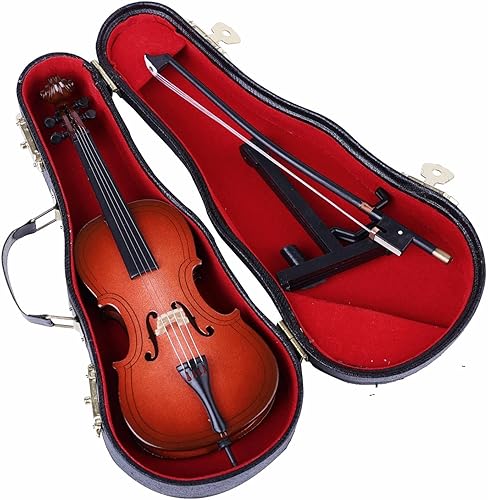 Vista 23 de Violonchelo en miniatura de madera con soporte, arco y estuche, mini instrumento musical, réplica de violonchelo, figuras coleccionables, accesorios