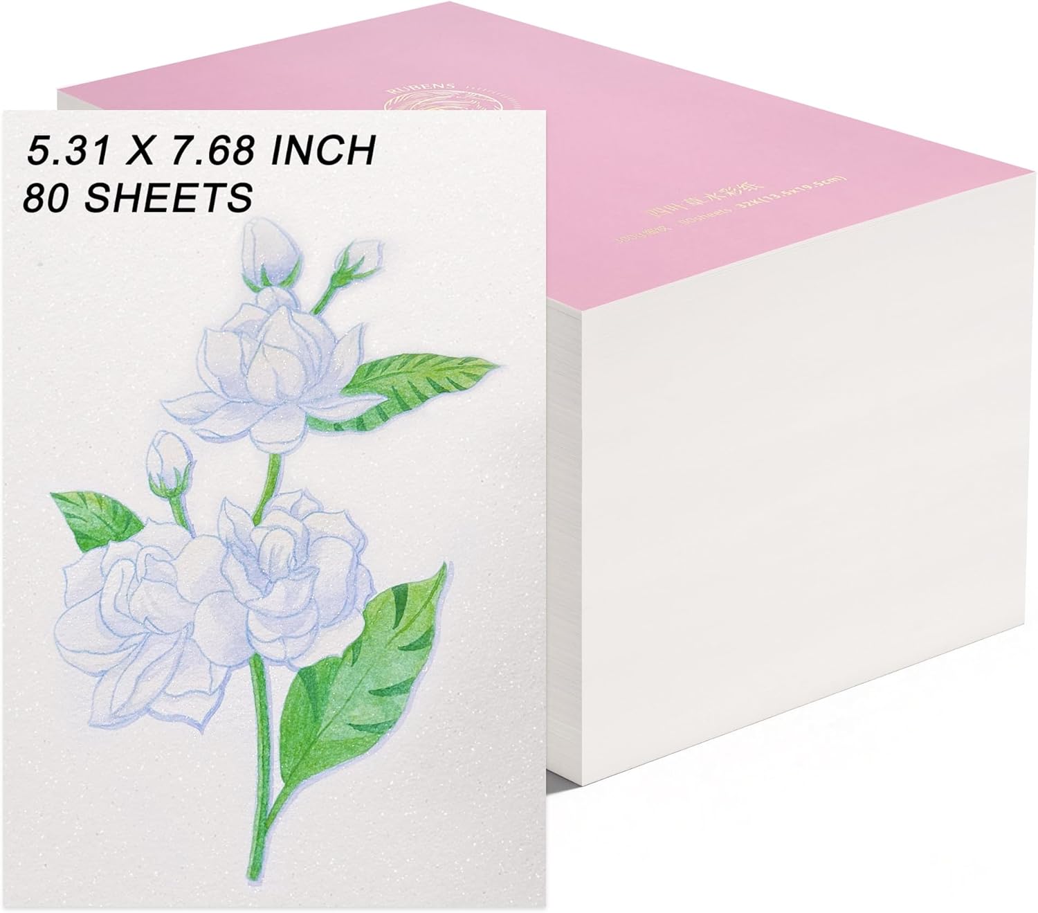 rubens Watercolor Paper Pad, Glitter Hot Pressed Paper, 80 Sheets 5.31”x7.68” Paper 140lb/300gsm, Portable 100% Cotton Watercolor Paper for Watercolor, Oil Pastels, Colored Pencil, Markers, Sketching
