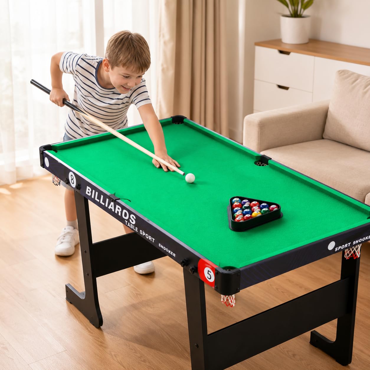 Homyl Tavolo da Biliardo Pieghevole in Legno per Bambini, Mini Tavolo Biliardo con Accessori per Casa