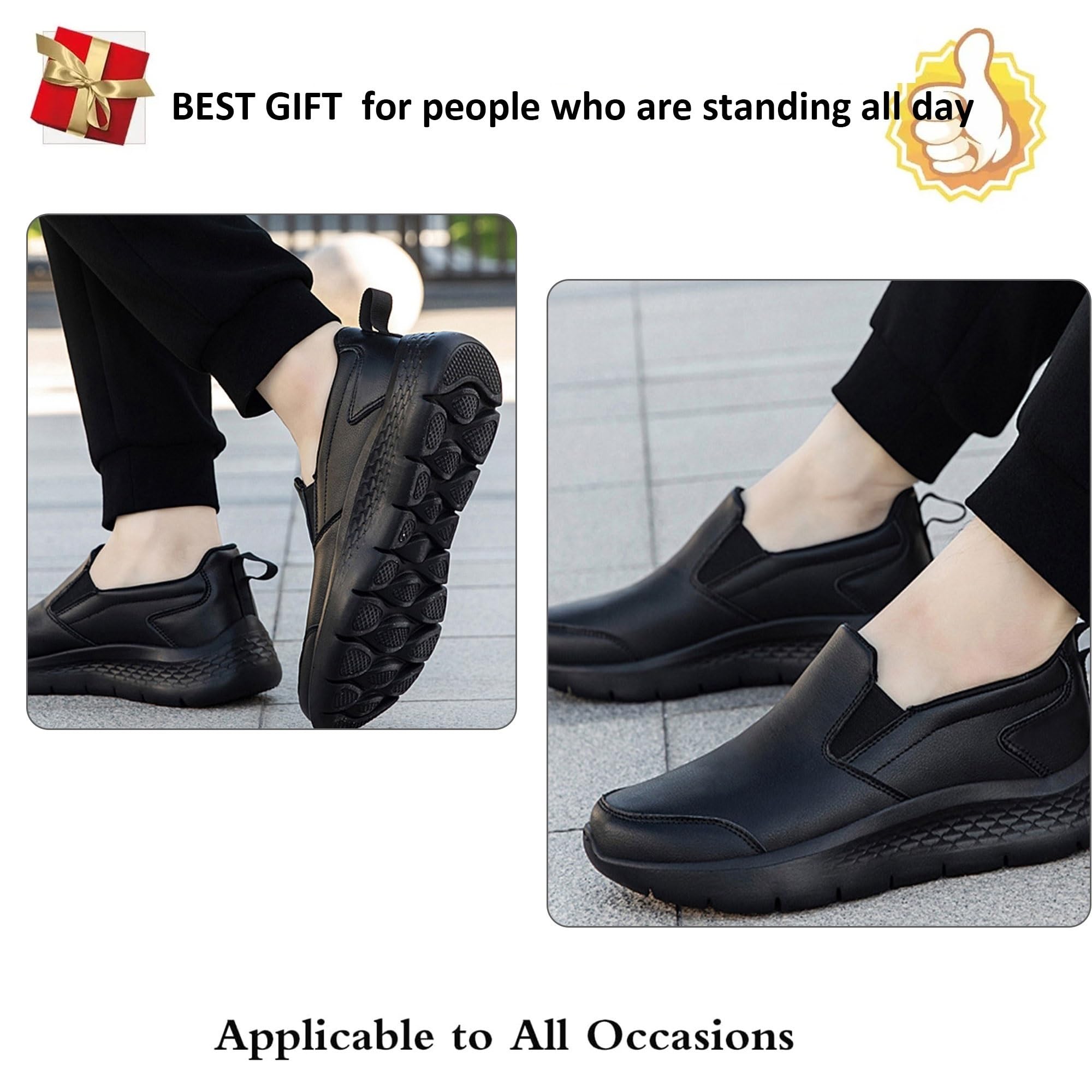 Generico Scarpe da Chef Antiscivolo Uomo Donna, Sneakers da Cucina Impermeabili in Pelle, Scarpe da Lavoro Ristorazione con Suola Antiscivolo e Ammortizzazione