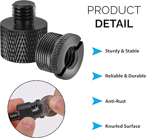 Miniatura 7 de IXTECH Juego de adaptadores de soporte de micrófono, kit de adaptador de soporte de micrófono de metal de 8 piezas, adaptador de rosca de 38 a 58 y