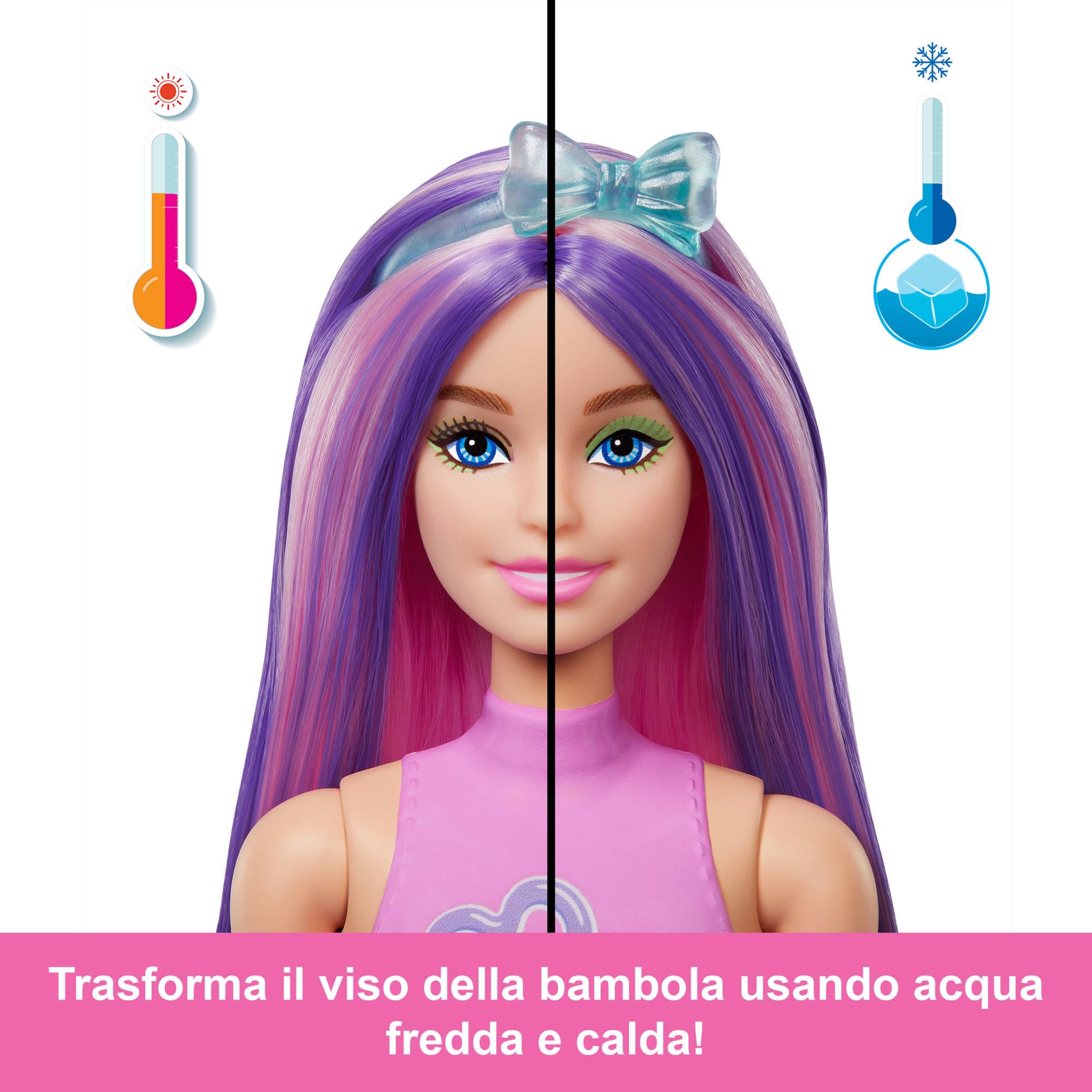 Barbie - Color Reveal Serie Baloon Animals, Bambola Effetto Cambia Colore, con 6 Accessori a sopresa e Un Mini Palloncino a Forma di Animale Inclusi, Giocattolo per Bambini, 3+ Anni, JFV58