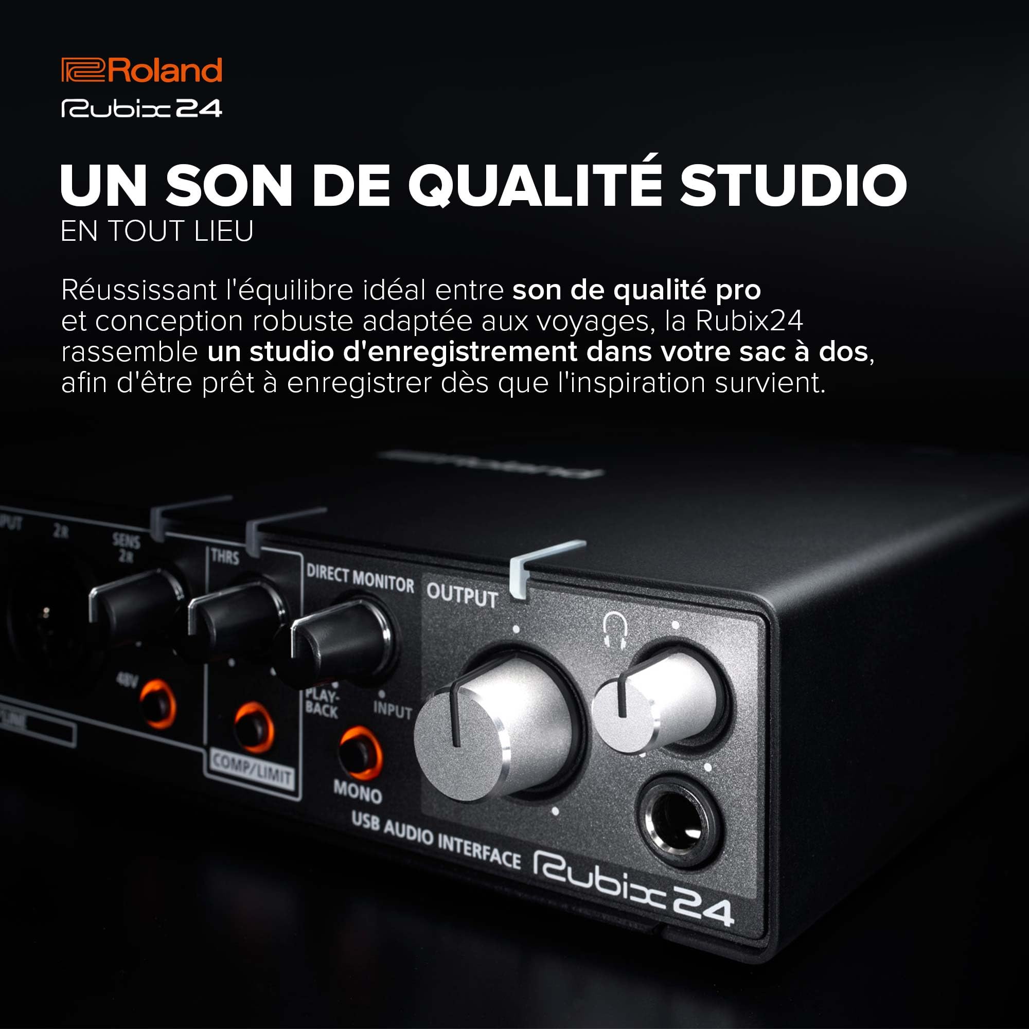Interface audio USB Roland Rubix24 2 In-4 Out | Son haute résolution | Enregistrement de micros, guitares, claviers et autres | Compacte & robuste | Compatible Mac, PC & iPad