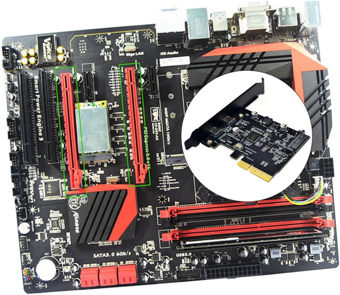 Artibetter USB Expansion Card Dual Type-c Ports for High-Speed Data Transfer Compatible Systems for and External Hdds