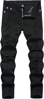 Boy's Skinny Ripped Stretch Fashion Slim Fit Distressed Destroyed Denim Jeans Pants