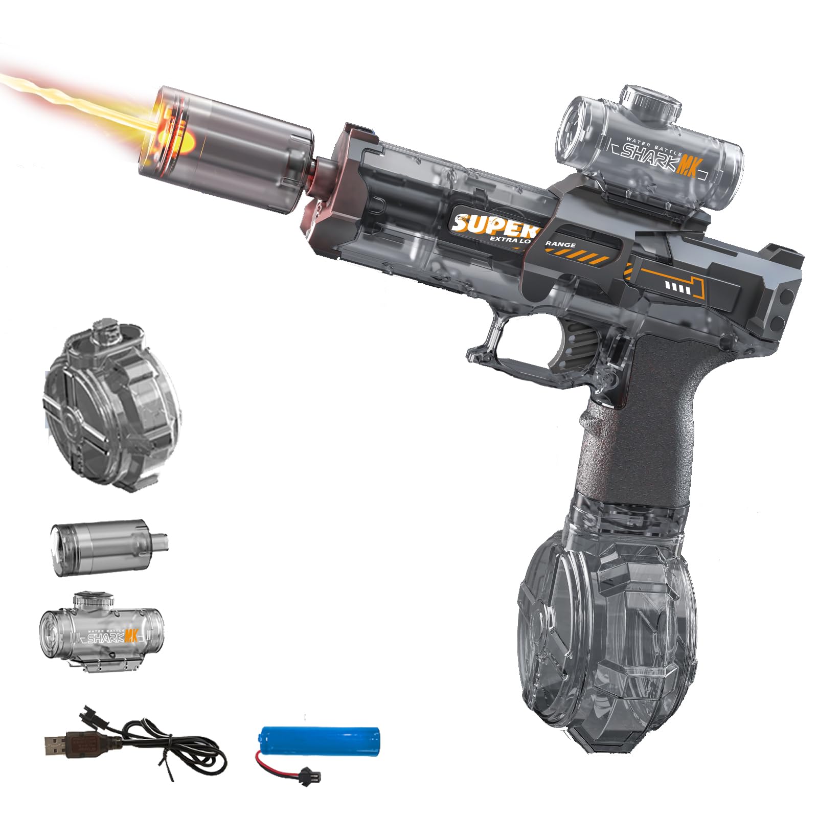 electric water gun for kids adults,water blaster squirt guns with flashing muzzle,range up to 32ft,summer outdoor beach swimming pool party toys gifts for boys girls ages 8 9 10 11 12 13 14