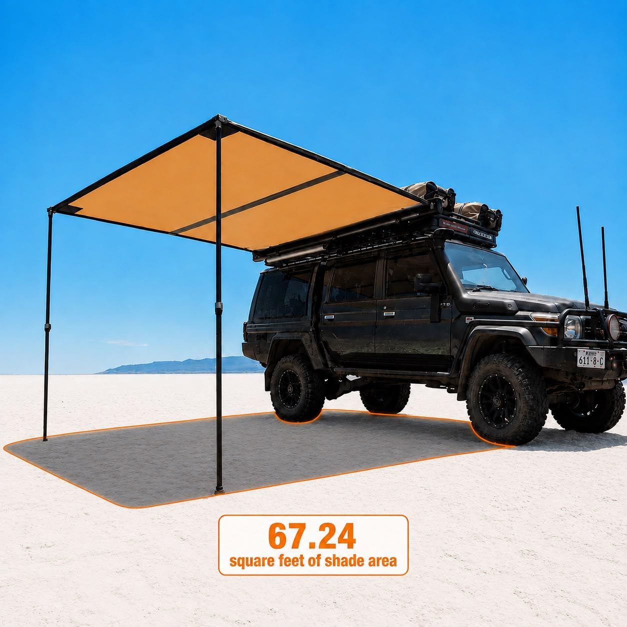 ARB 4x4 Accessories 814412 Retractable Black Aluminium Awning with Led Light Strip Included 2500x2500mm 8.2 x 8.2 feet Ideal for 4x4 Off Road Adventures, Camping, Outdoor Experience : Automotive