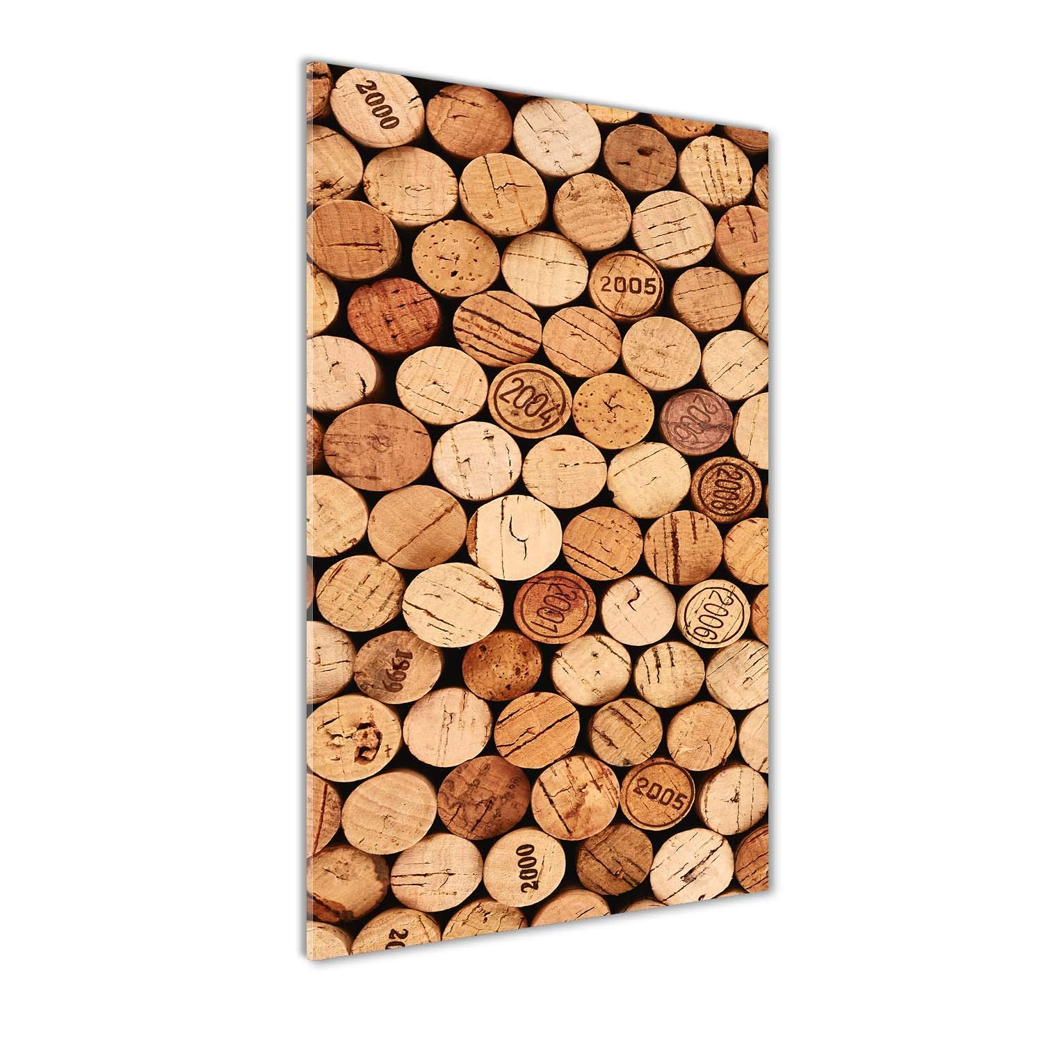 Fond de hotte verre Tulup 70x140 cm beige avec motif bouchons de vin pour crédence de cuisine