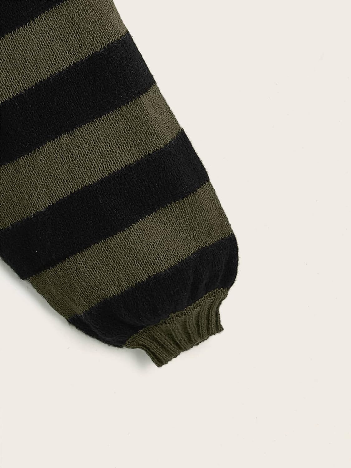 Women's Sweater Striped High Neck Crop Sweater Sweater for Women (Color : Army Green, Size : Medium)