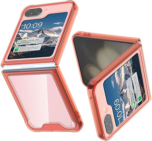 AICase Funda para Samsung Galaxy Z Flip 5 5G 2023, transparente, de lujo, chapado de policarbonato duro, funda delgada transparente, funda