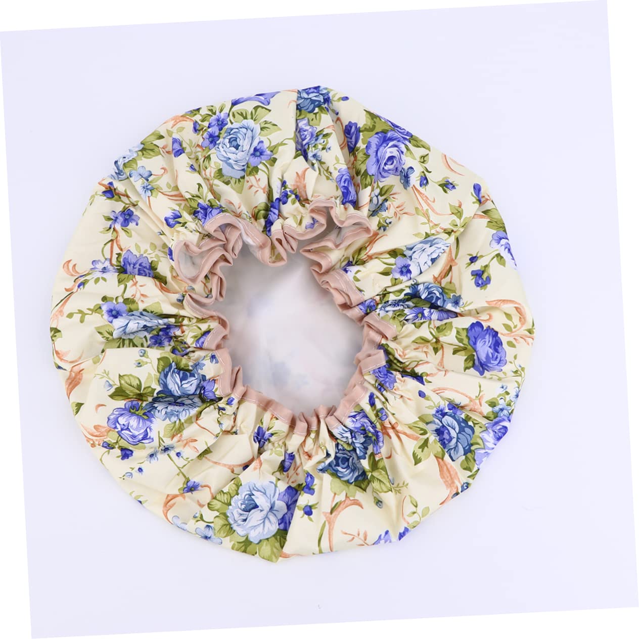 Beavorty 9stücke Teiliges Wasserdichte Duschhaube Aus Peva Mit Doppelter Schicht Elastische Badekappe Für Frauen Und Mädchen Im Schönen Blumenmuster Aprikose