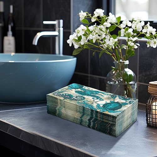 Miniatura 18 de Sinmoe 200 servilletas desechables para invitados, toallas de mano de playa de verano para baño, servilletas de papel desechables de 2 capas