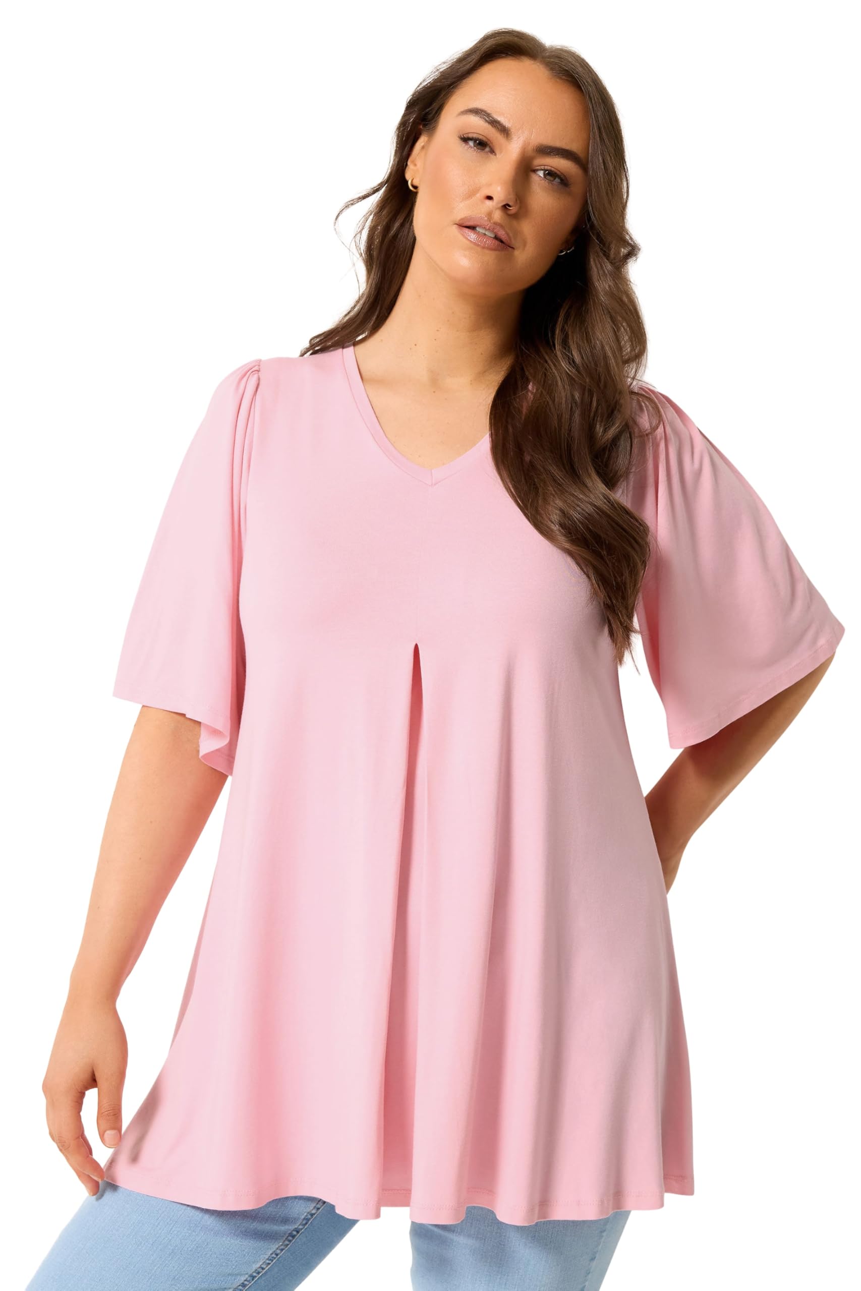 Yours Women's Baby Pink Pleated Front Swing Top In Size 22-24 Infant