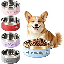 Personalised Stainless Steel Dog & Cat Bowl, Engraved Pet Bowl with Name | Customised Metal Pet Bowl, Non-Slip Base, Food & Water Use, Dishwasher Safe, Suitable for Small/Medium/Large Dogs and Cats