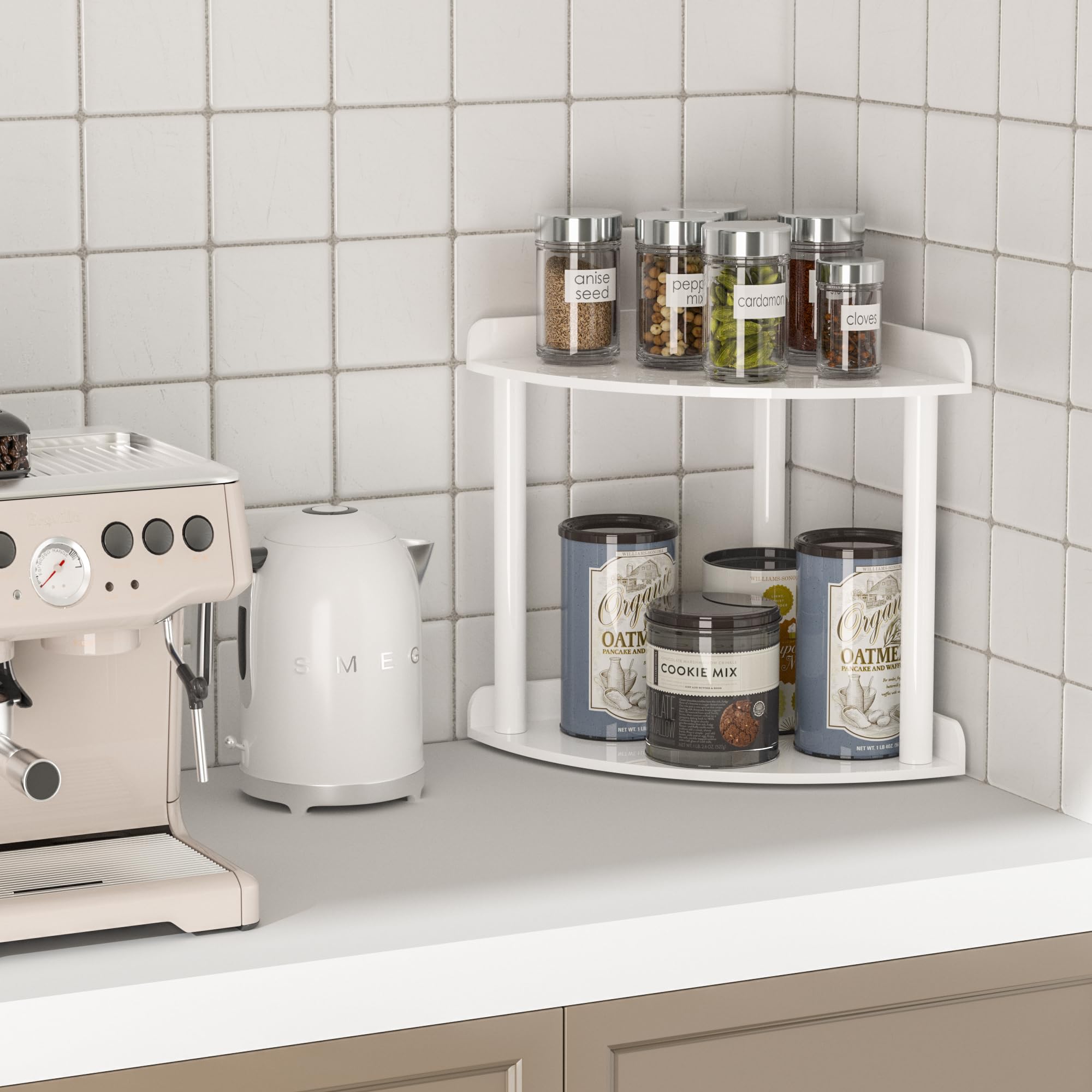 Homode Mensola angolare per il bancone del bagno, organizer per piano di lavoro della cucina, ripiano in legno a 3 ripiani per sopra il lavandino, caffetteria, scrivania, nero