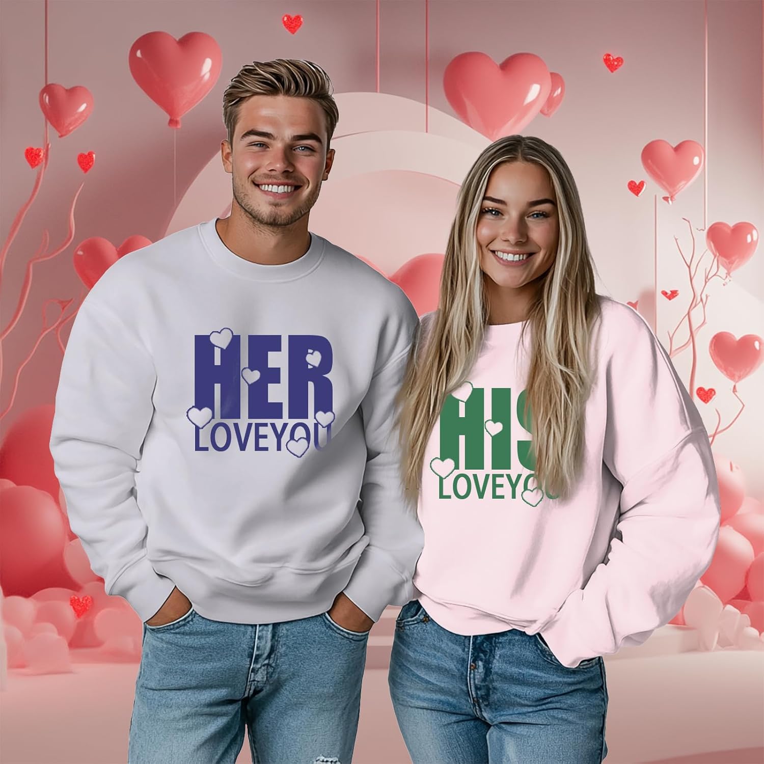 Matching Sweatshirts for Couples Unisex Long Sleeve Pullover Crewneck Oversized Fashion Engagement Gift - Image 4