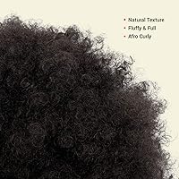 Vista 3 de GLAM21USA Peluca de cola de caballo afro con cordón y clip en moño para mujeres negras, extensión de cabello sintético (grande, 2 marrón oscuro)